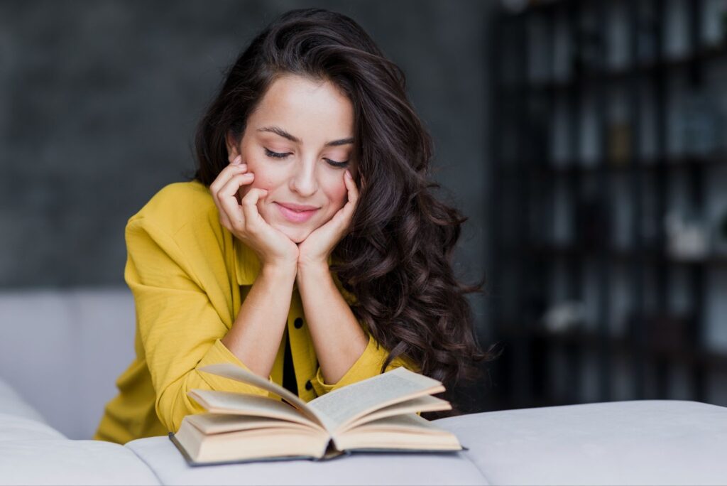 Woman enjoy reading a book