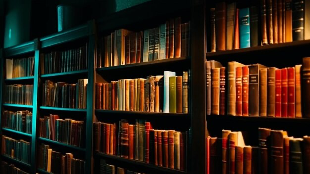 Books in the library on a shelf