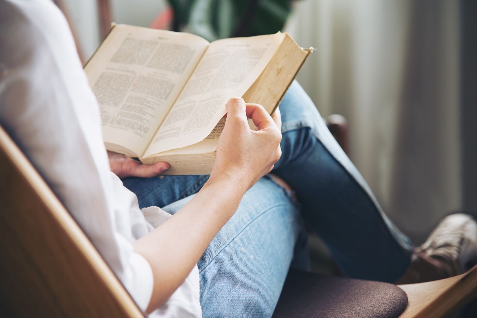 Close up of woman reading a book